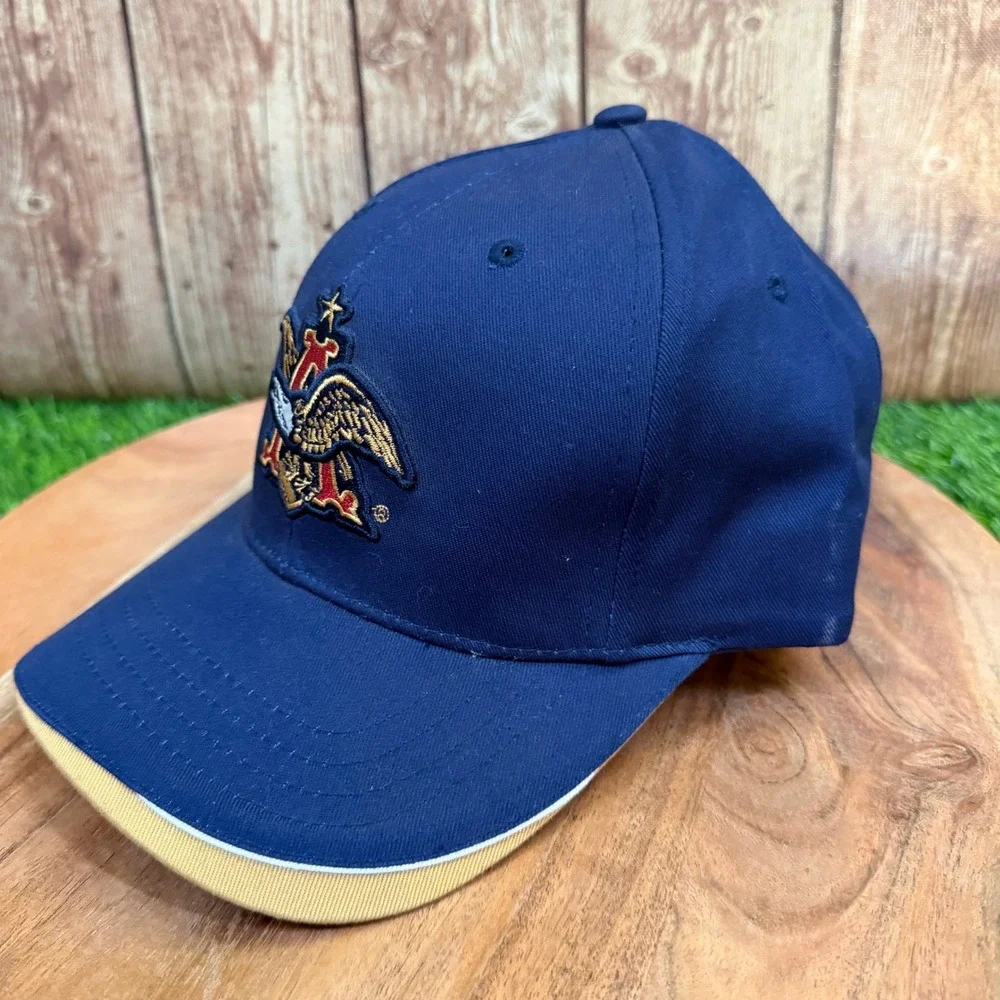Anheuser Busch Eagle Logo Baseball Cap Mens One Size Blue Embroidered Vintage